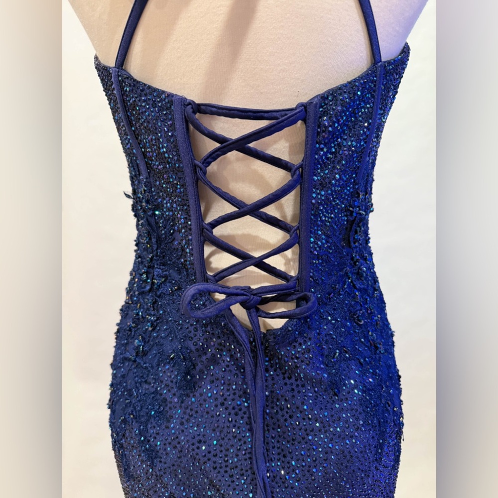 Sherri Hill Navy Blue Prom Dress - Picture 3 of 7